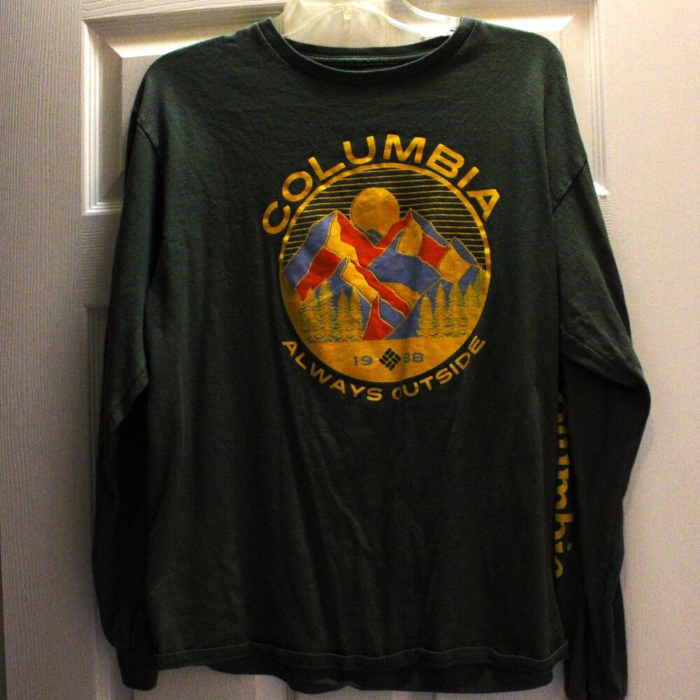 Columbia Sportswear Company T Shirt Mens Large Outdoor Green with Gray hue